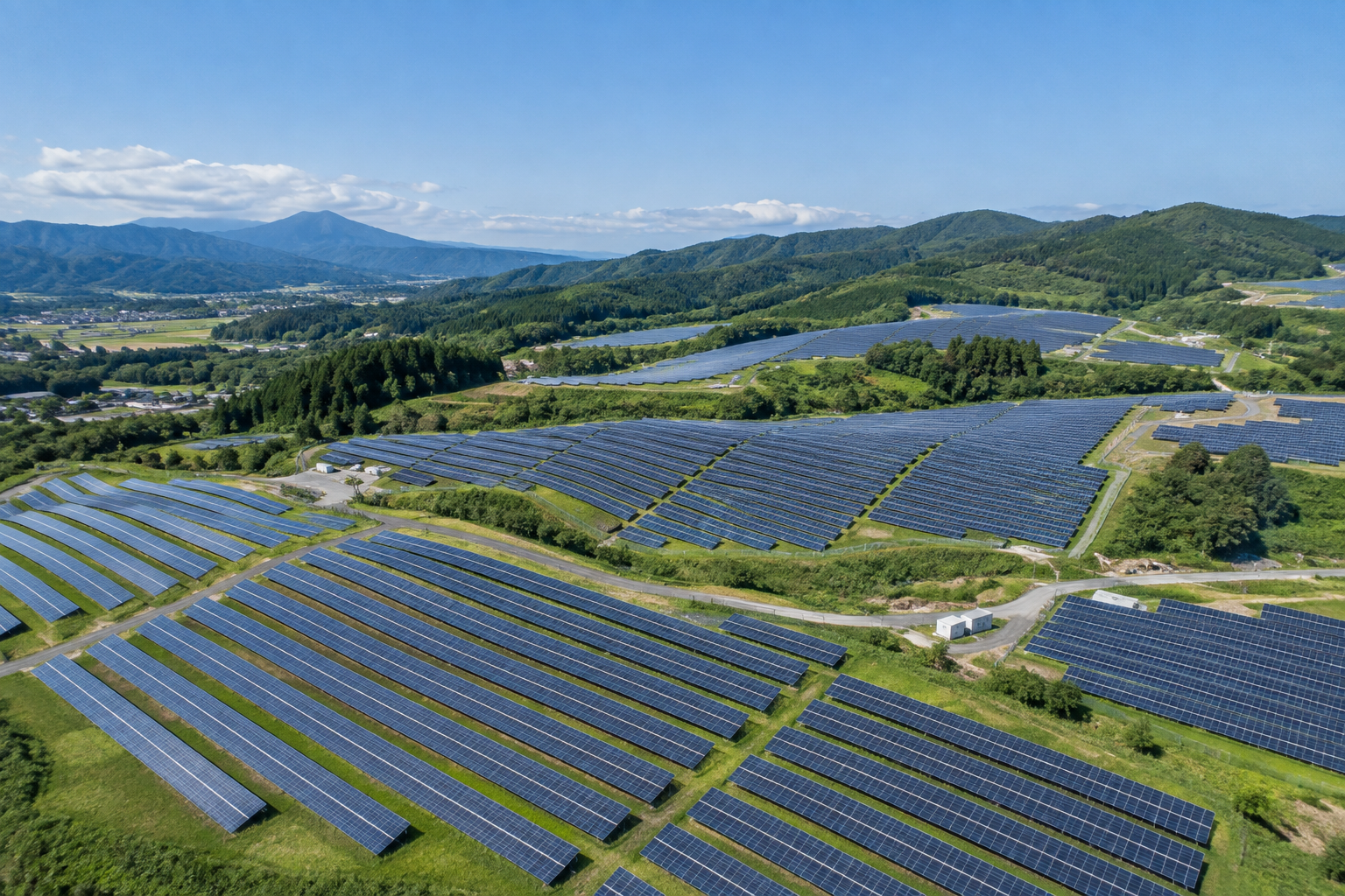 広大な太陽光発電所のイメージ